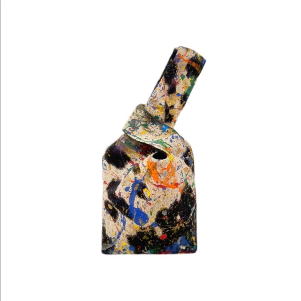 Yaito Black Cowhide Paint Splatter Knot Bag